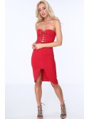 Red dress with ties ZZ222 - Online store - Boutique